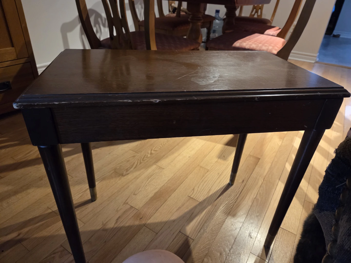 Dark Wood Piano Bench with Storage