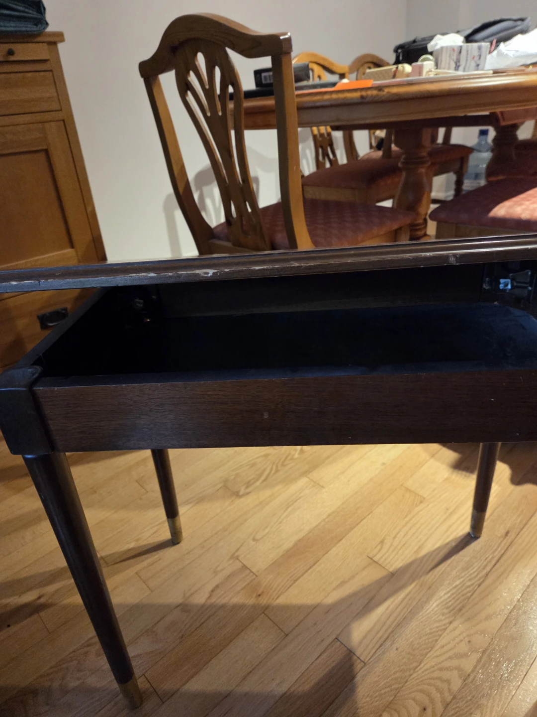 Dark Wood Piano Bench with Storage - photo 2