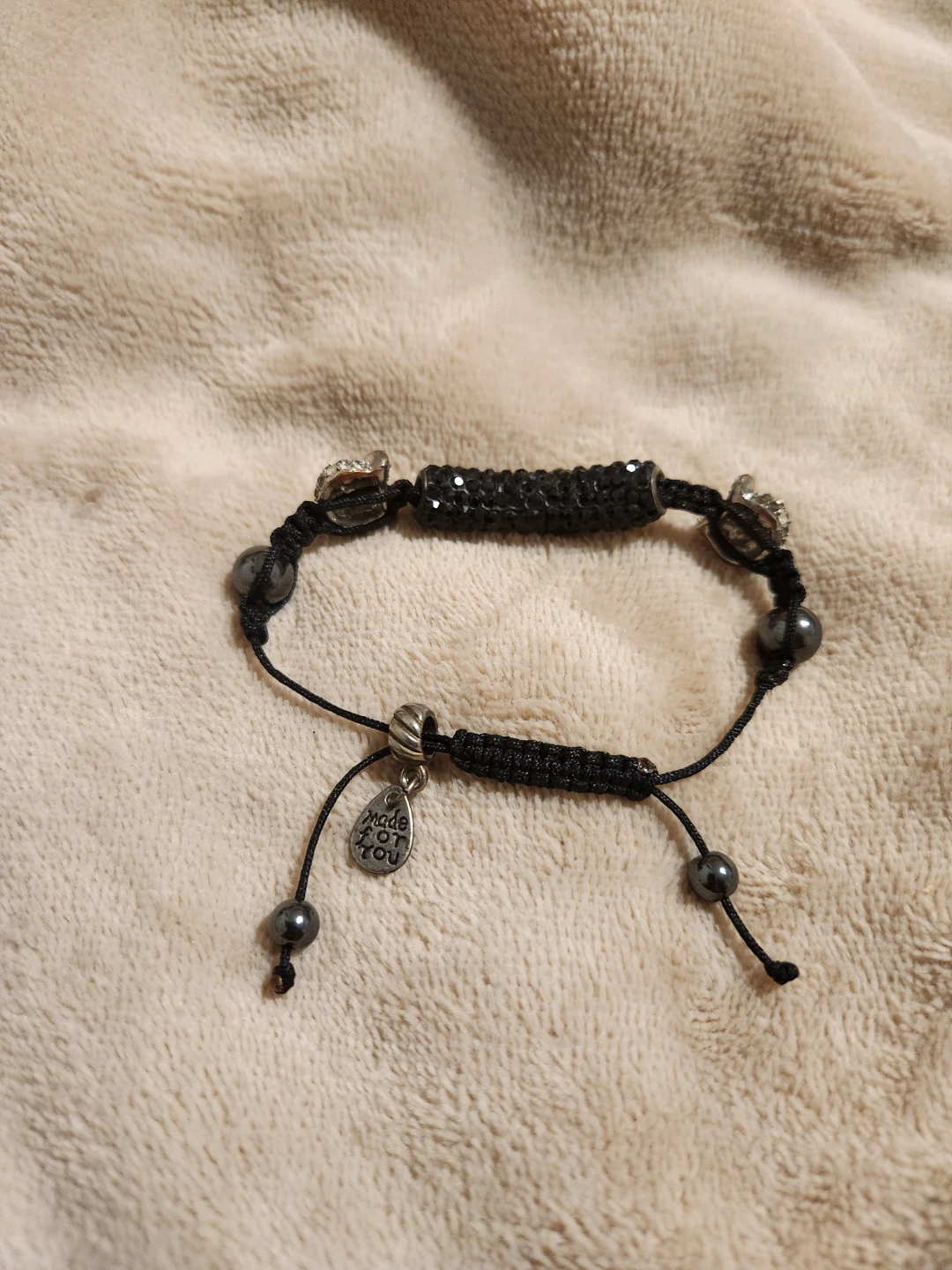 Black Beaded Bracelet with Owl and Charms - photo 2
