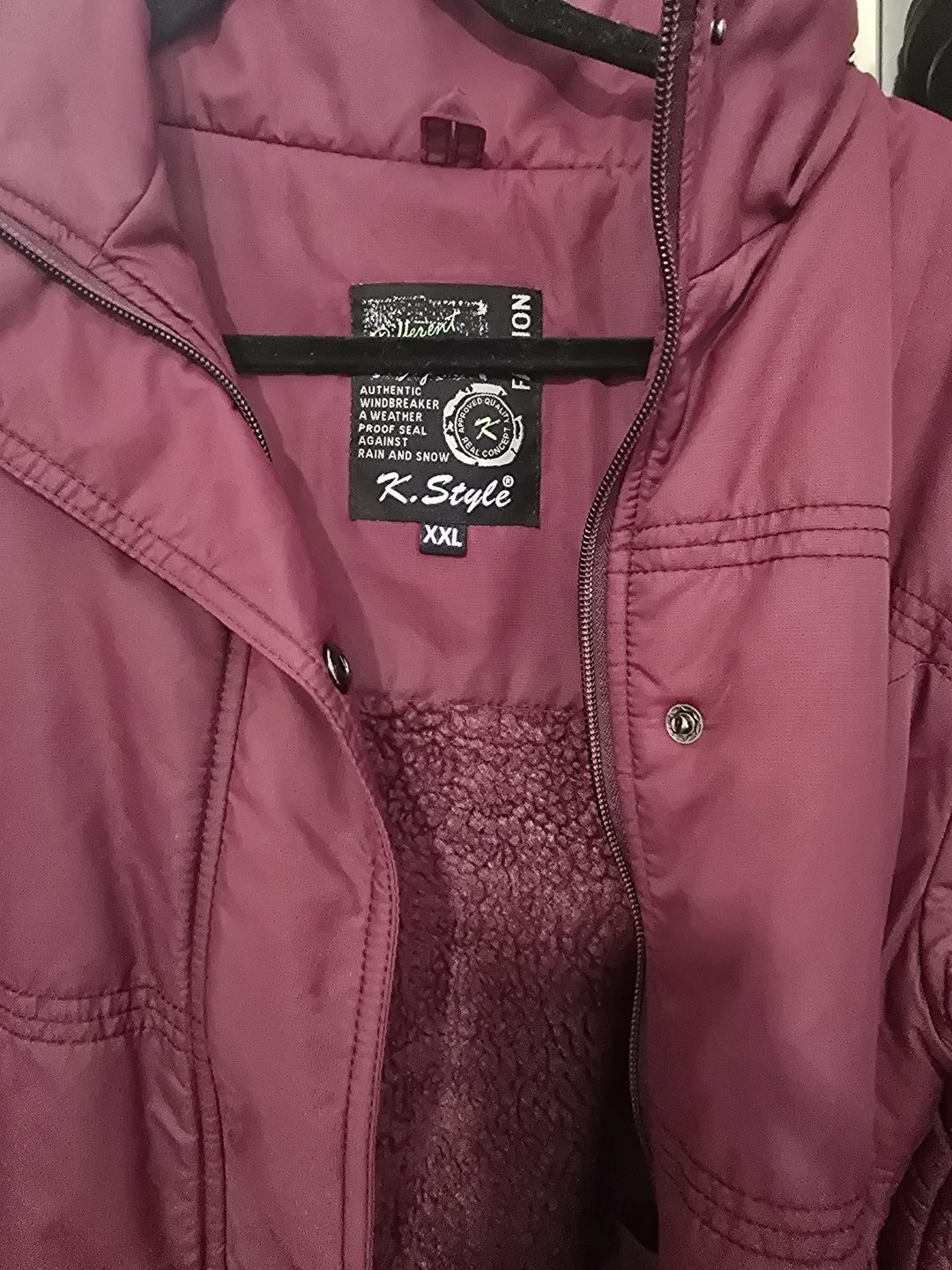 K.Style Puffer Winter Coat with trim on hood - photo 2