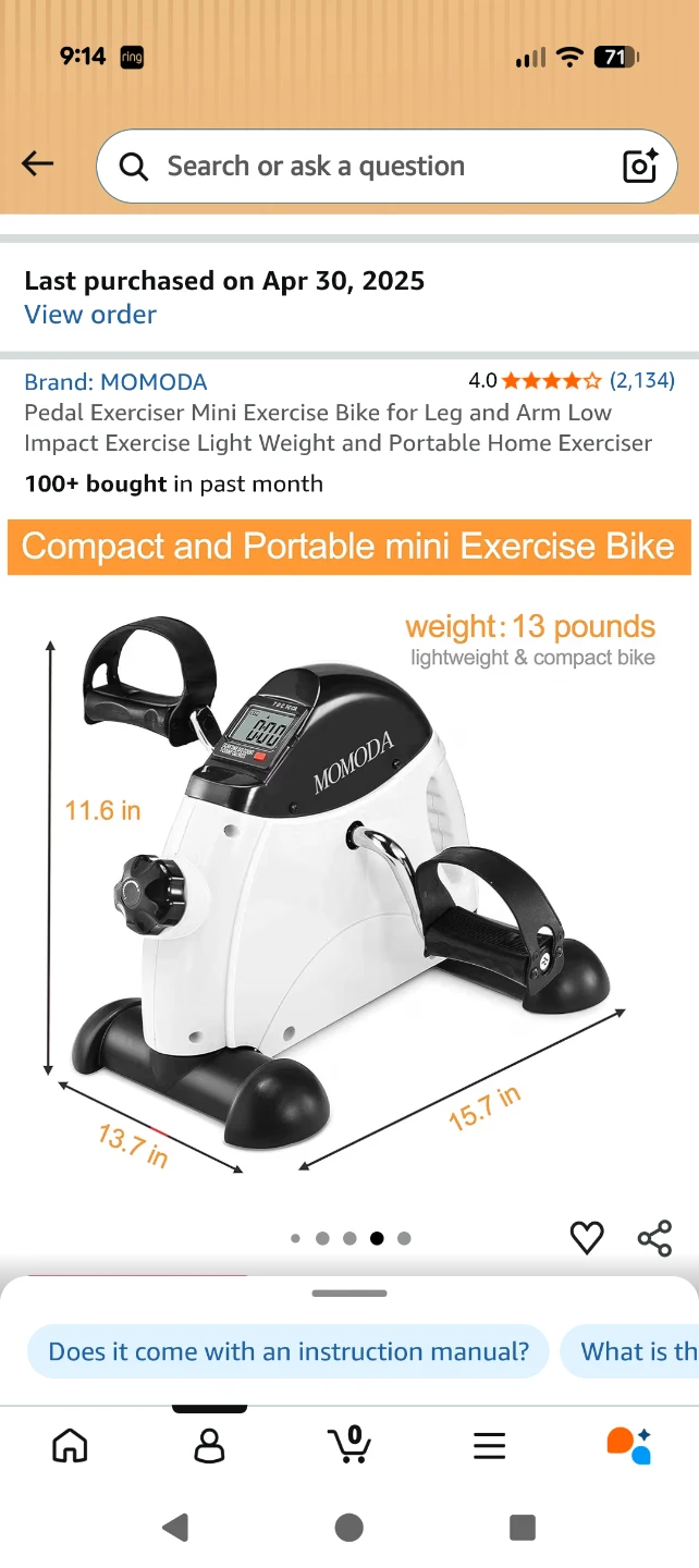 MOMODA Pedal Exerciser Mini Exercise Bike - photo 3