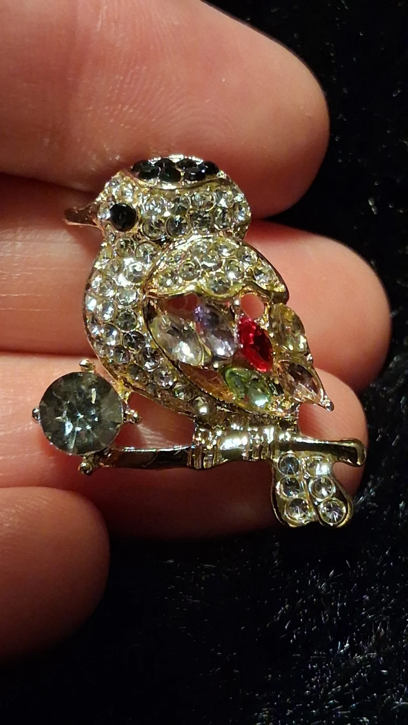 Birdie Brooch with Rhinestones