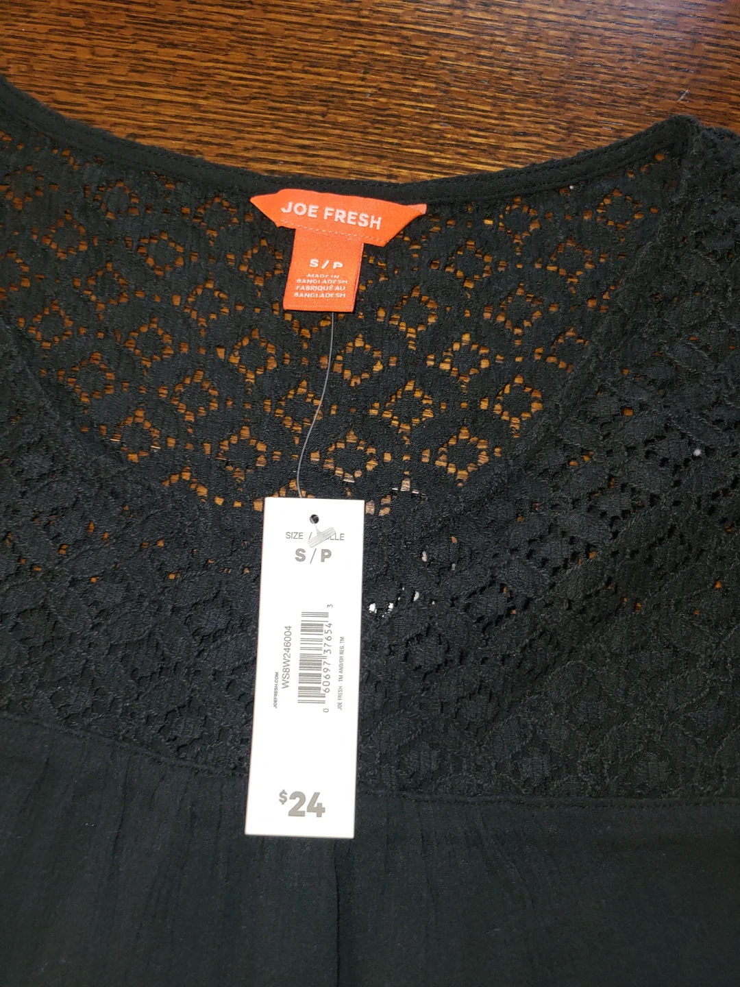 Joe Fresh Black Sleeveless Top with Lace Detail - photo 2