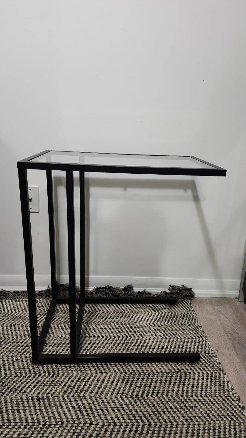 Black Metal and Glass Side Table