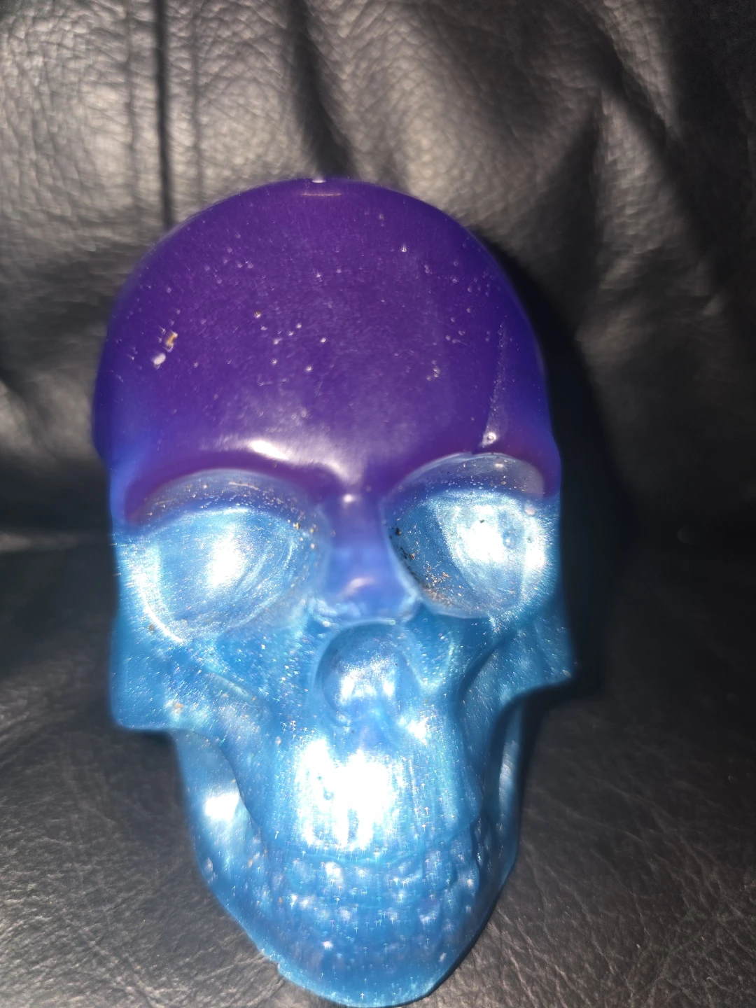Purple and Blue Skull Figurine