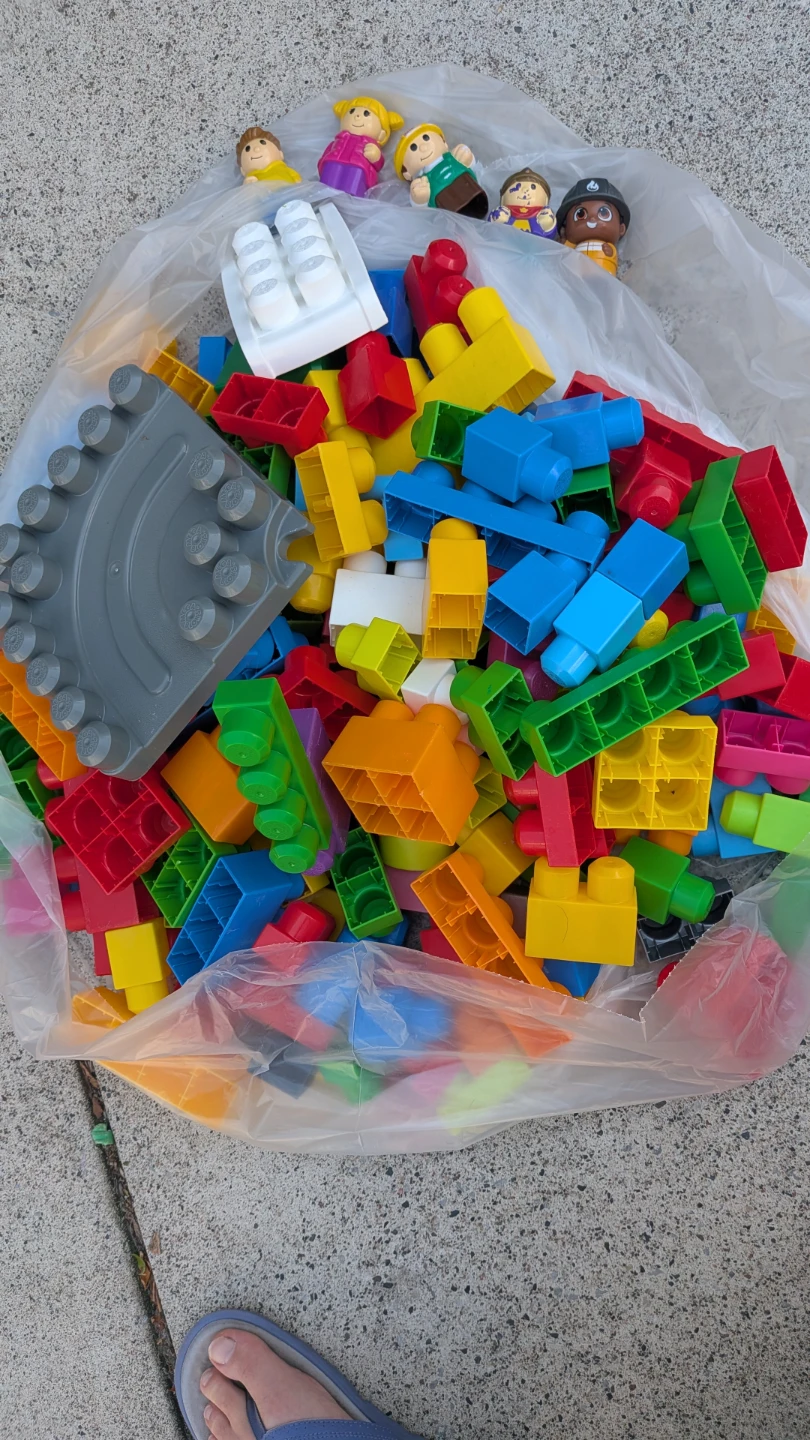 Large bag of building blocks and figures