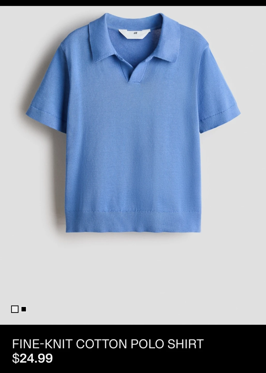 H&M Fine-Knit Cotton Polo Shirt - Blue