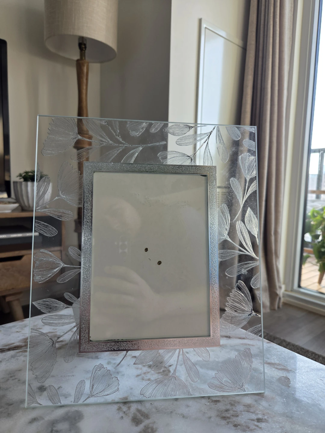 Glass Picture Frame with Floral design