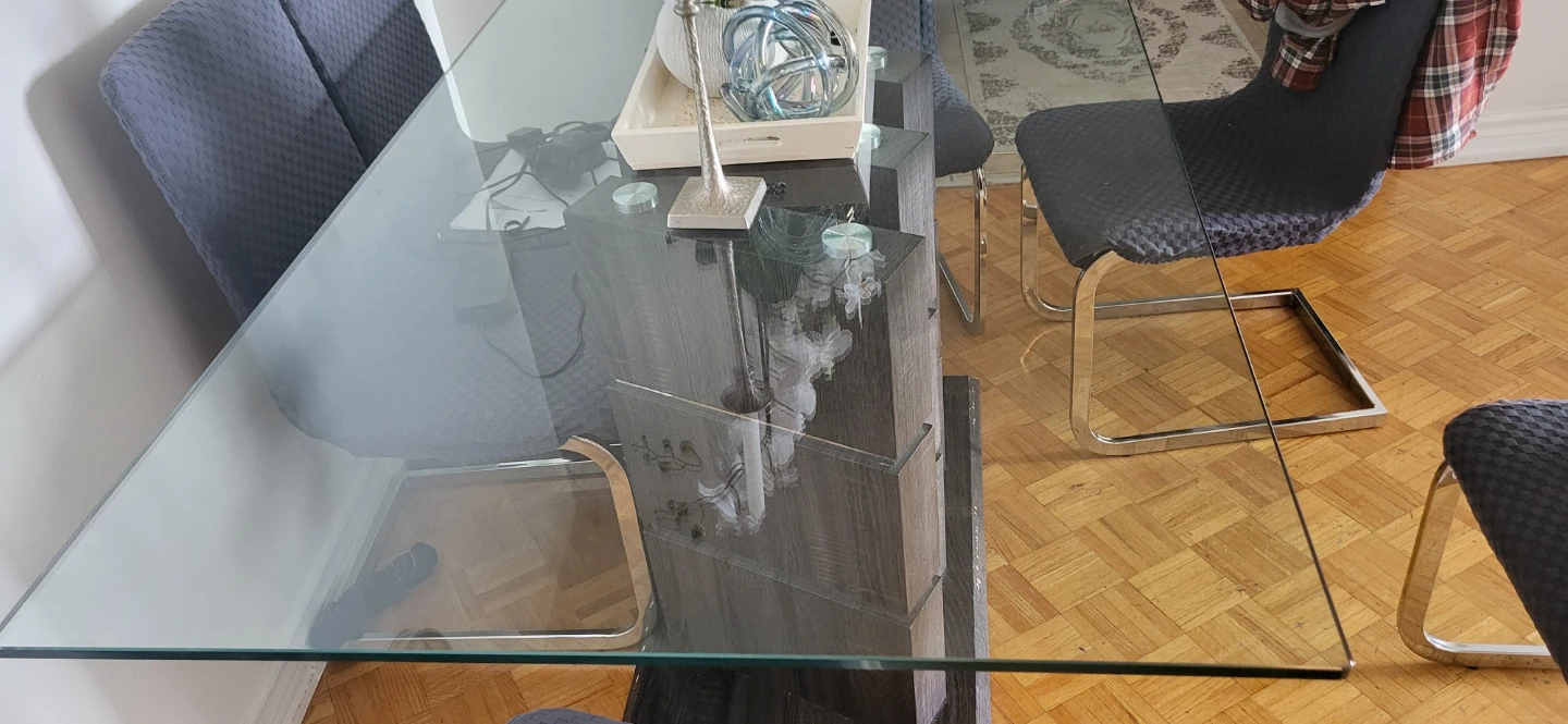 Dining Table with Wood-Look Base