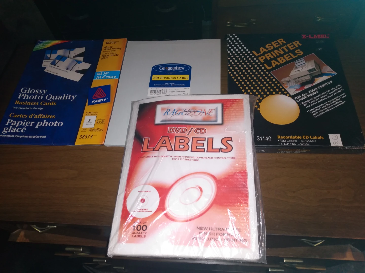 New bus cards, photo paper, cd or DVD labels,