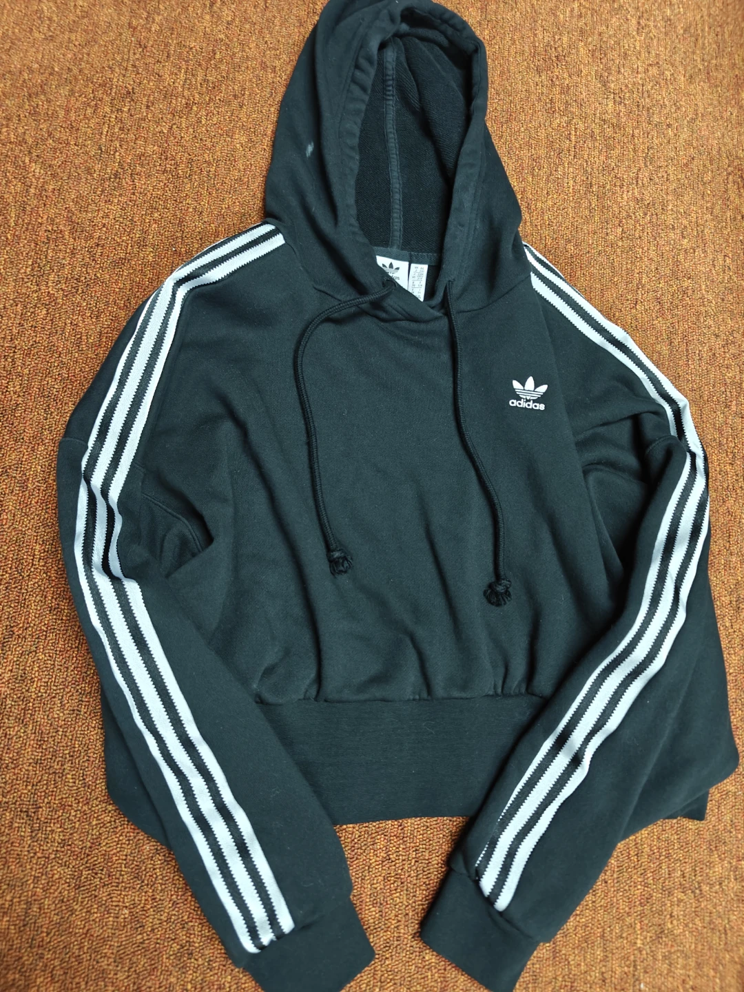 Adidas Trefoil 3-Striped Oversized Cropped Hoodie