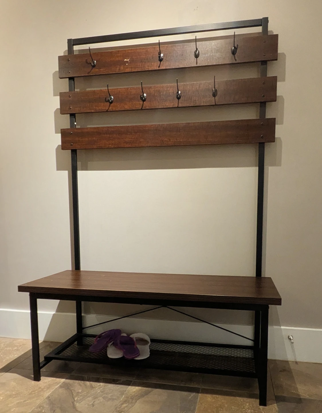 Entryway Bench with Hooks