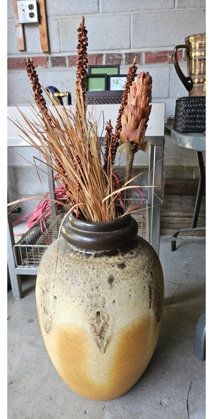 Large Vintage Ceramic Vase, decor included