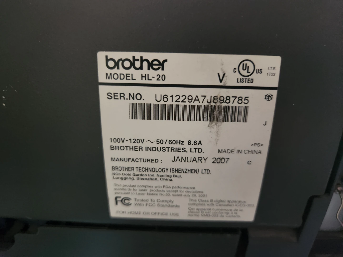 Brother HL-20 Laser Printer with new cartridge - photo 2