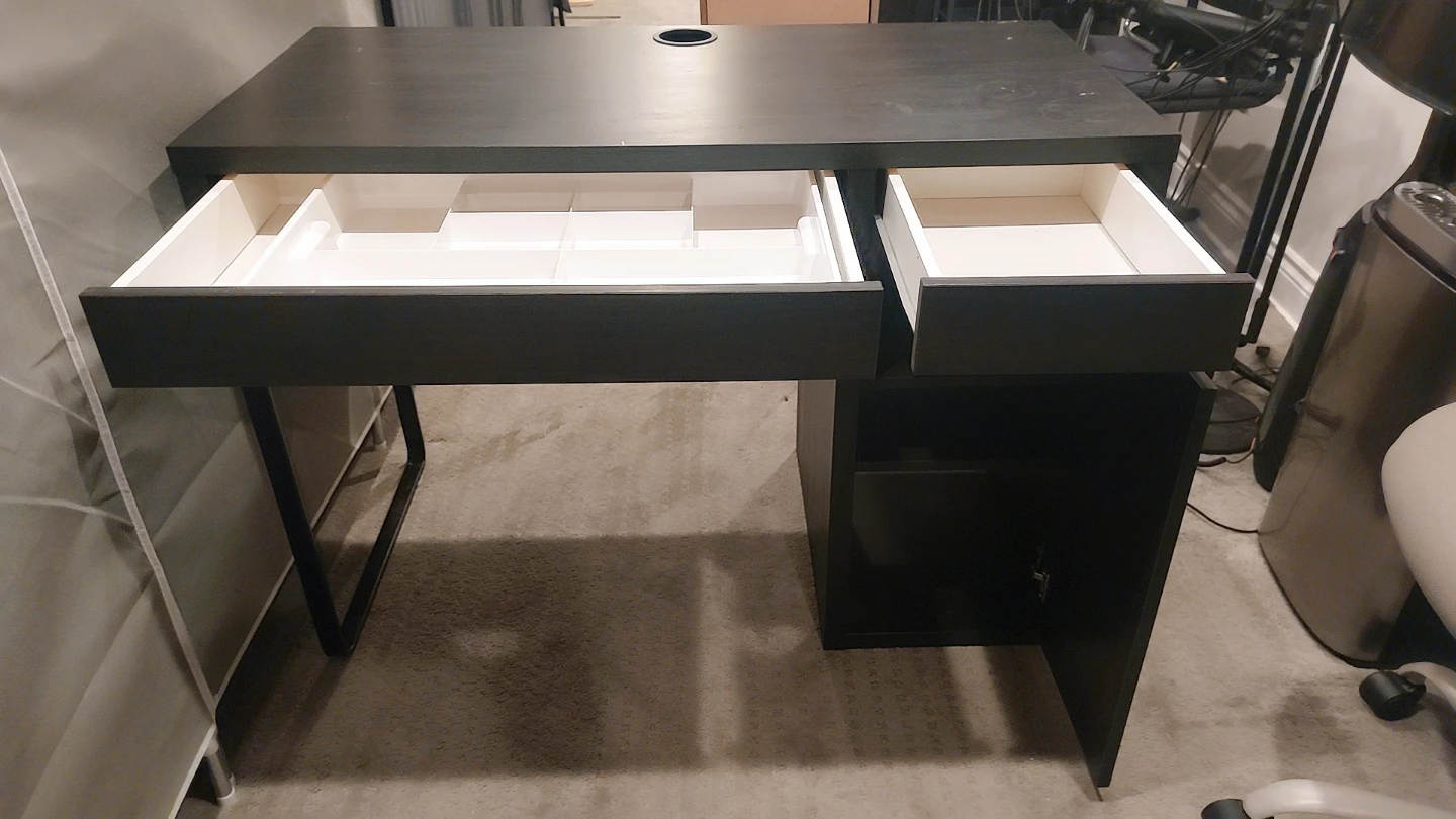 Dark Brown Desk with Drawer and Shelves - photo 2