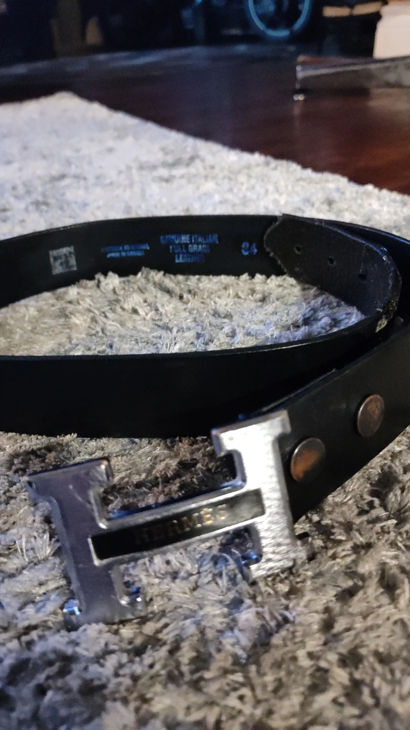 Hermes Black Genuine Italian Full Grain Leather Belt