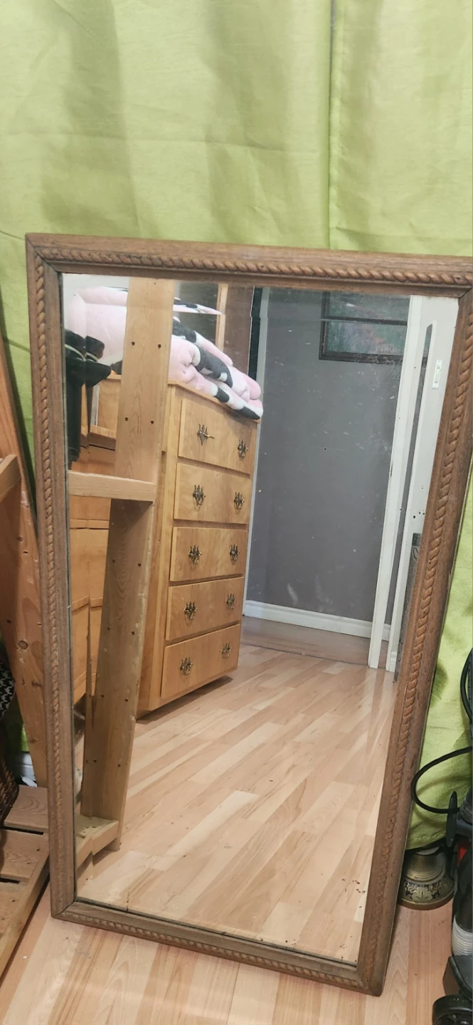 Vintage Wood Framed Mirror