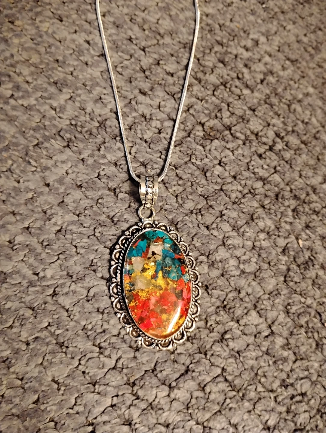Sterling Silver Mosaic Jasper Necklace - photo 3