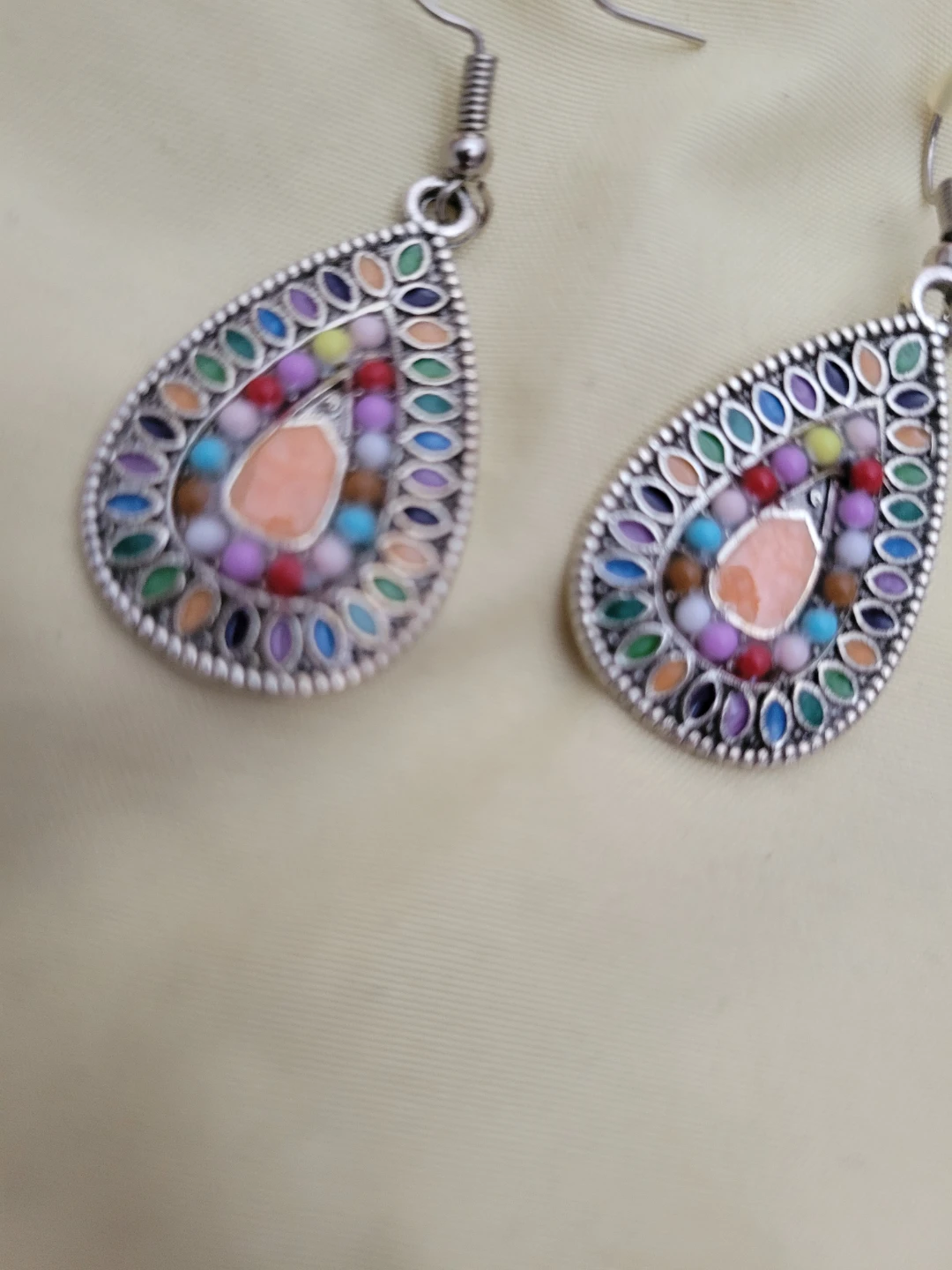 Teardrop Dangle Earrings with Multicolor Beads - photo 3