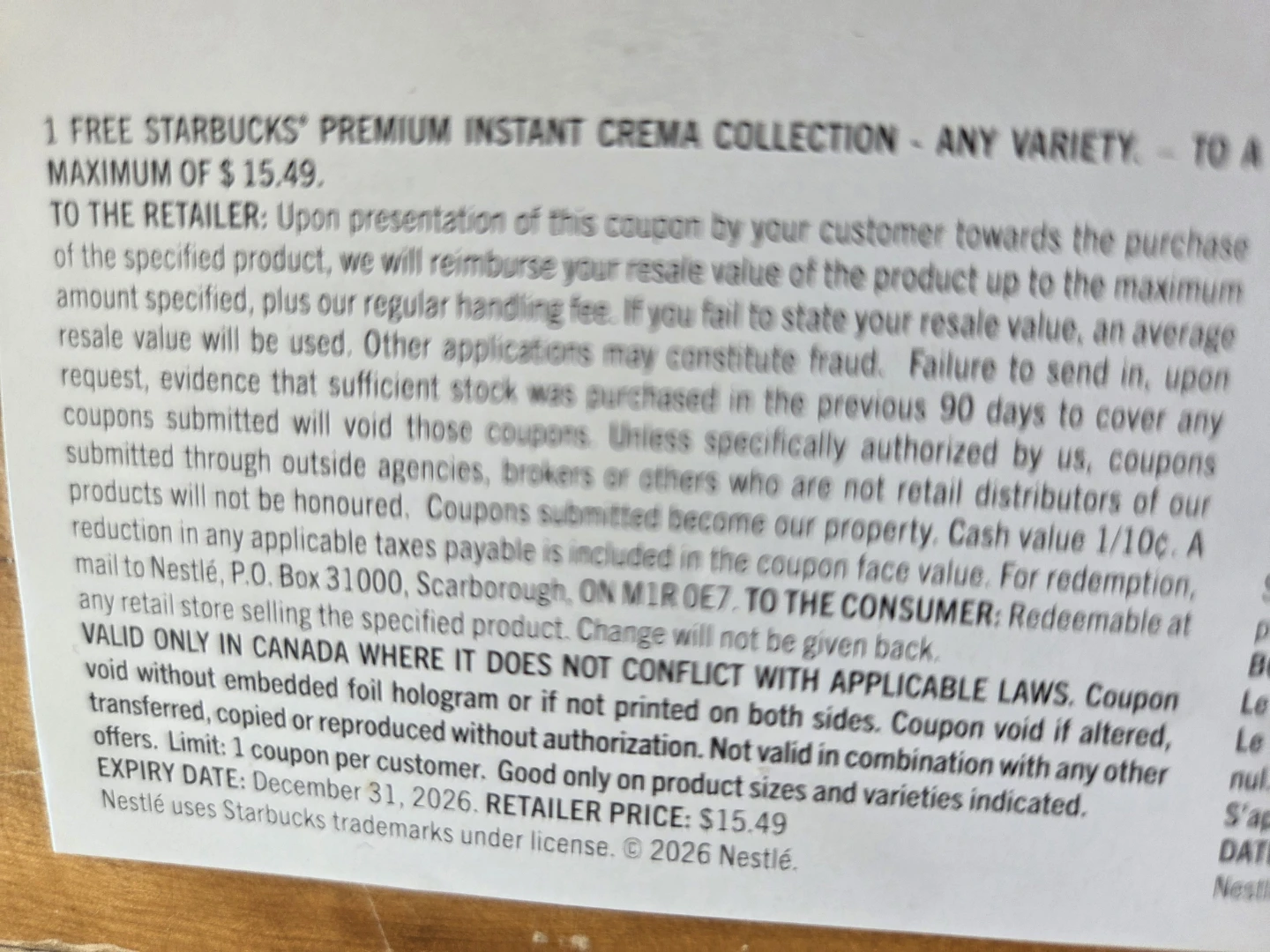 Starbucks Crema Collection Coupon ($15.49 value) - photo 2