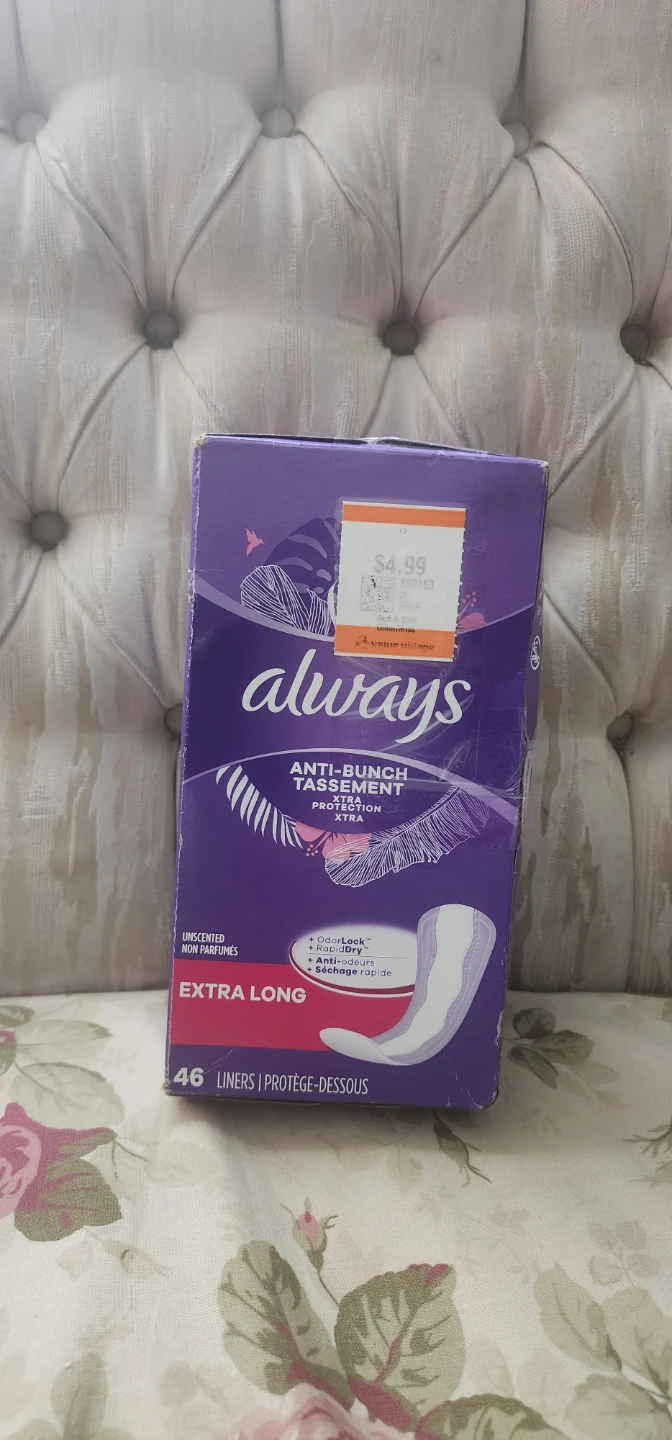 Always Anti-Bunch Liners, Extra Long, 46 Count