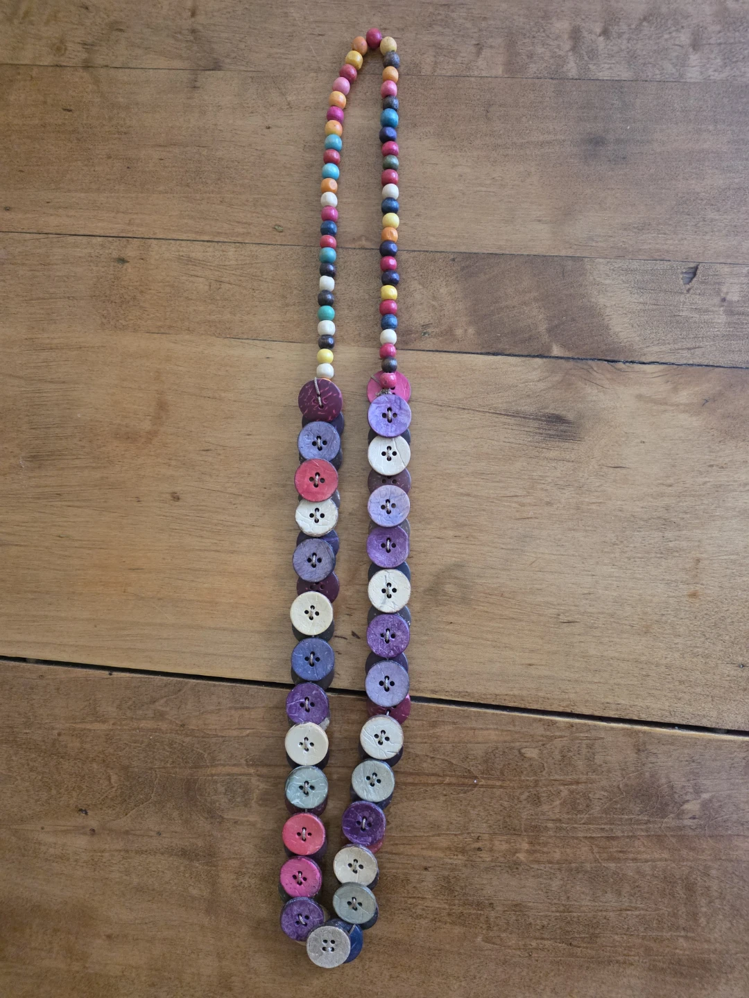 Leather button necklace