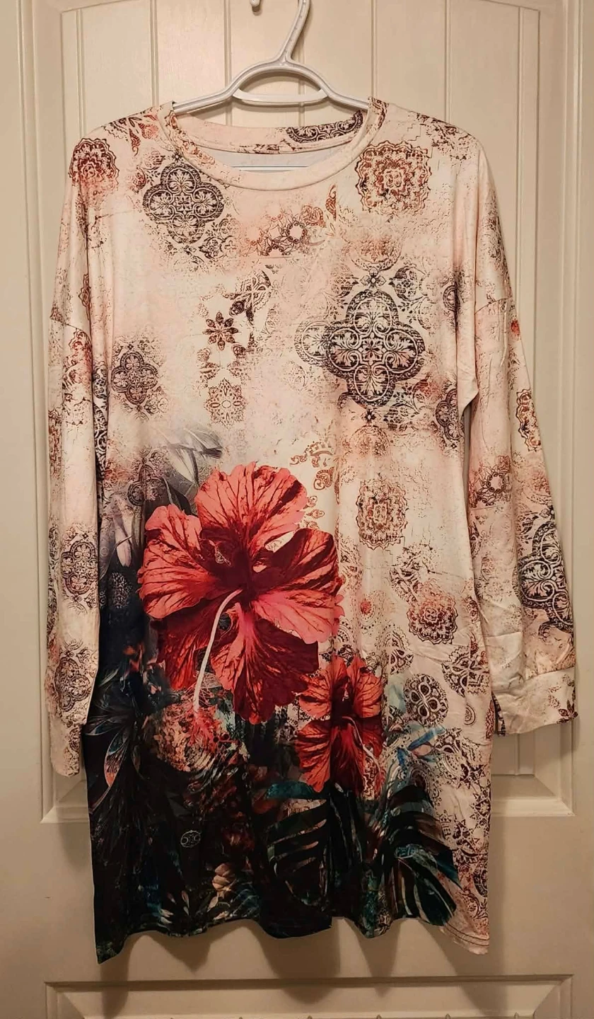 Women's Floral Print Long Sleeve Dress - photo 2