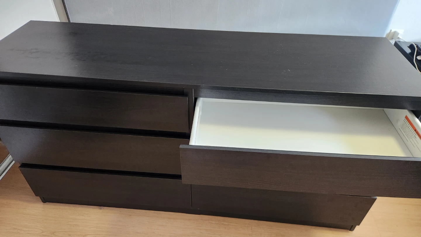 IKEA MALM / STORKLINTA 6-Drawer Dresser - Black-Brown
