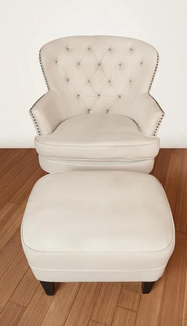 Tary Tufted Fabric Club Accent Chair & Matching Ottoman
