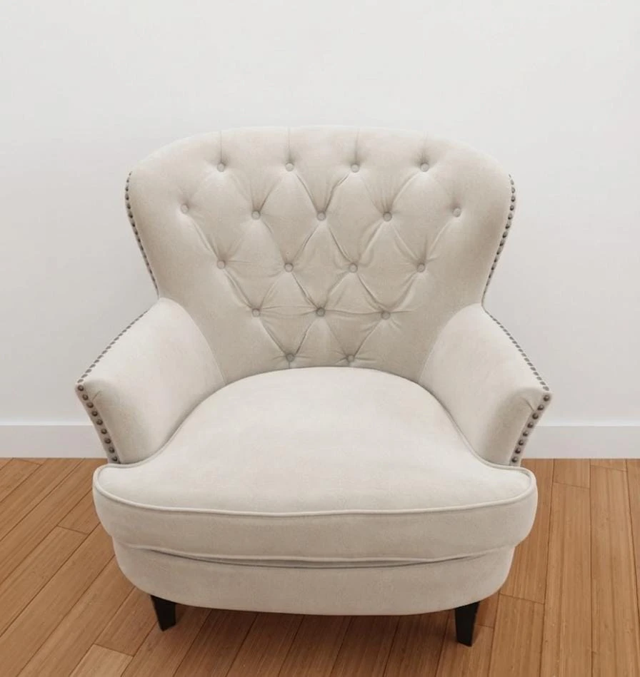 Tary Tufted Fabric Club Accent Chair & Matching Ottoman - photo 2