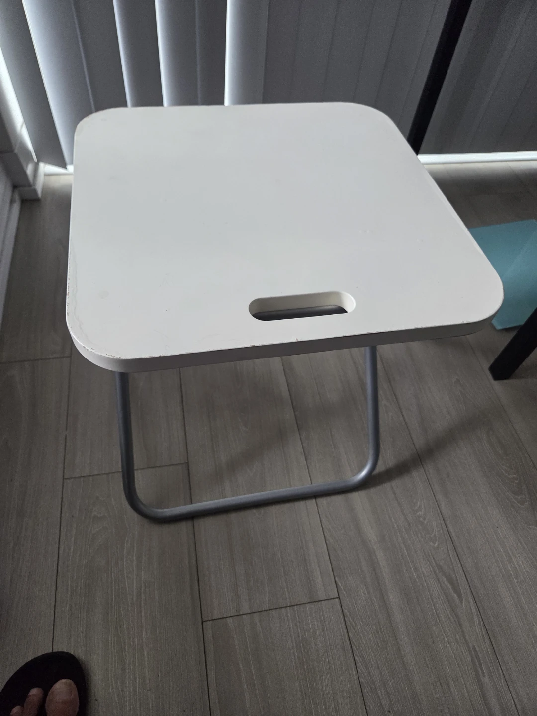 White Portable Folding Side Table - photo 2