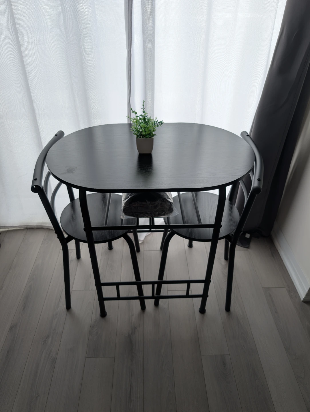Black Dining Set with 2 Chairs