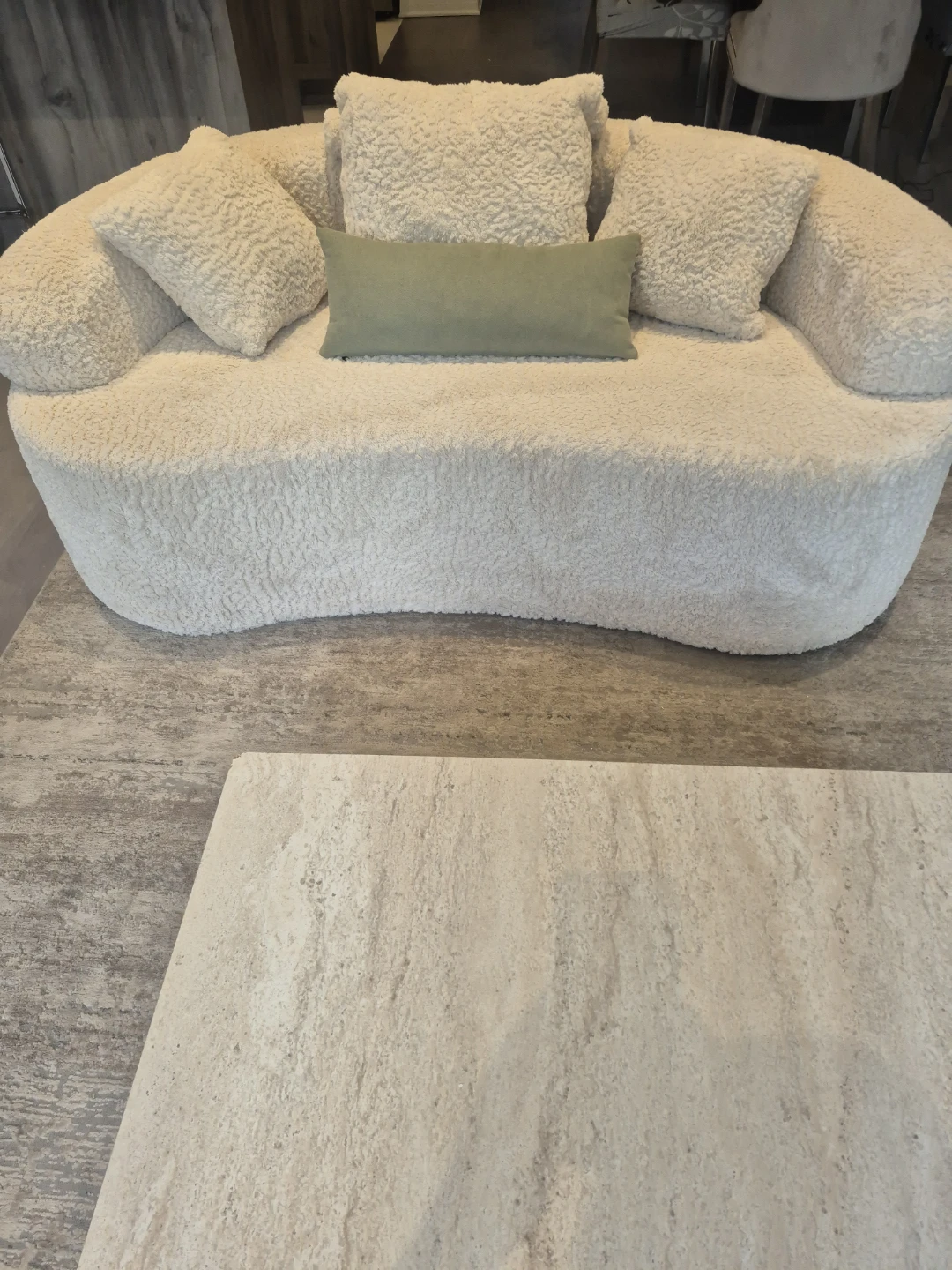 Cream Teddy Bear Fabric Loveseat Sofa - photo 3