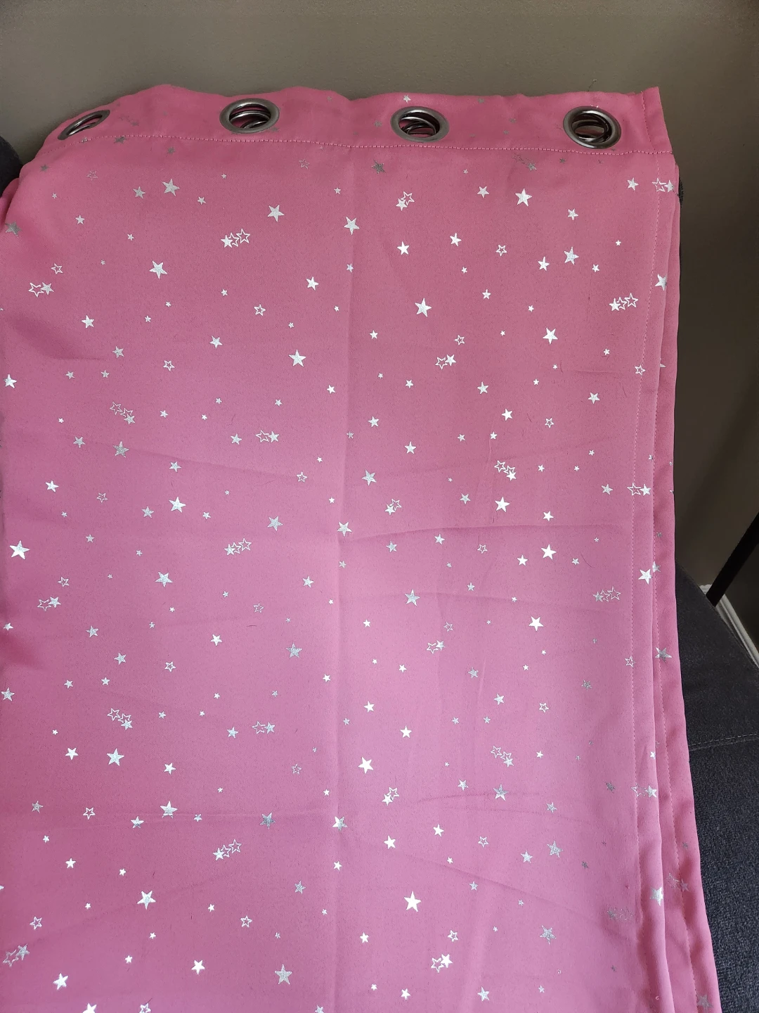 Pink Star Print Eyelet Curtains