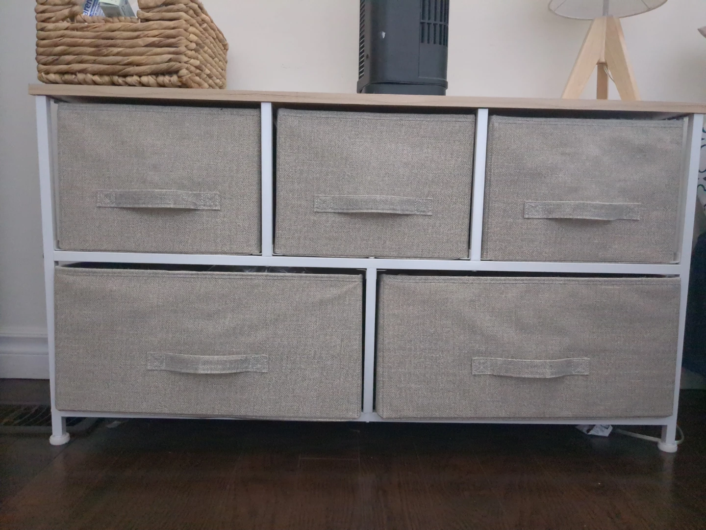 Lennox furniture storage dresser with 5 fabric drawers