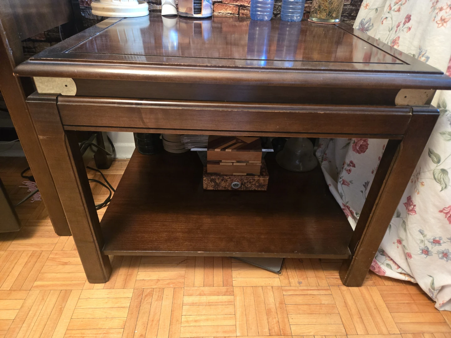 2 vintage kroehler sold wood side table with lower storage shelf