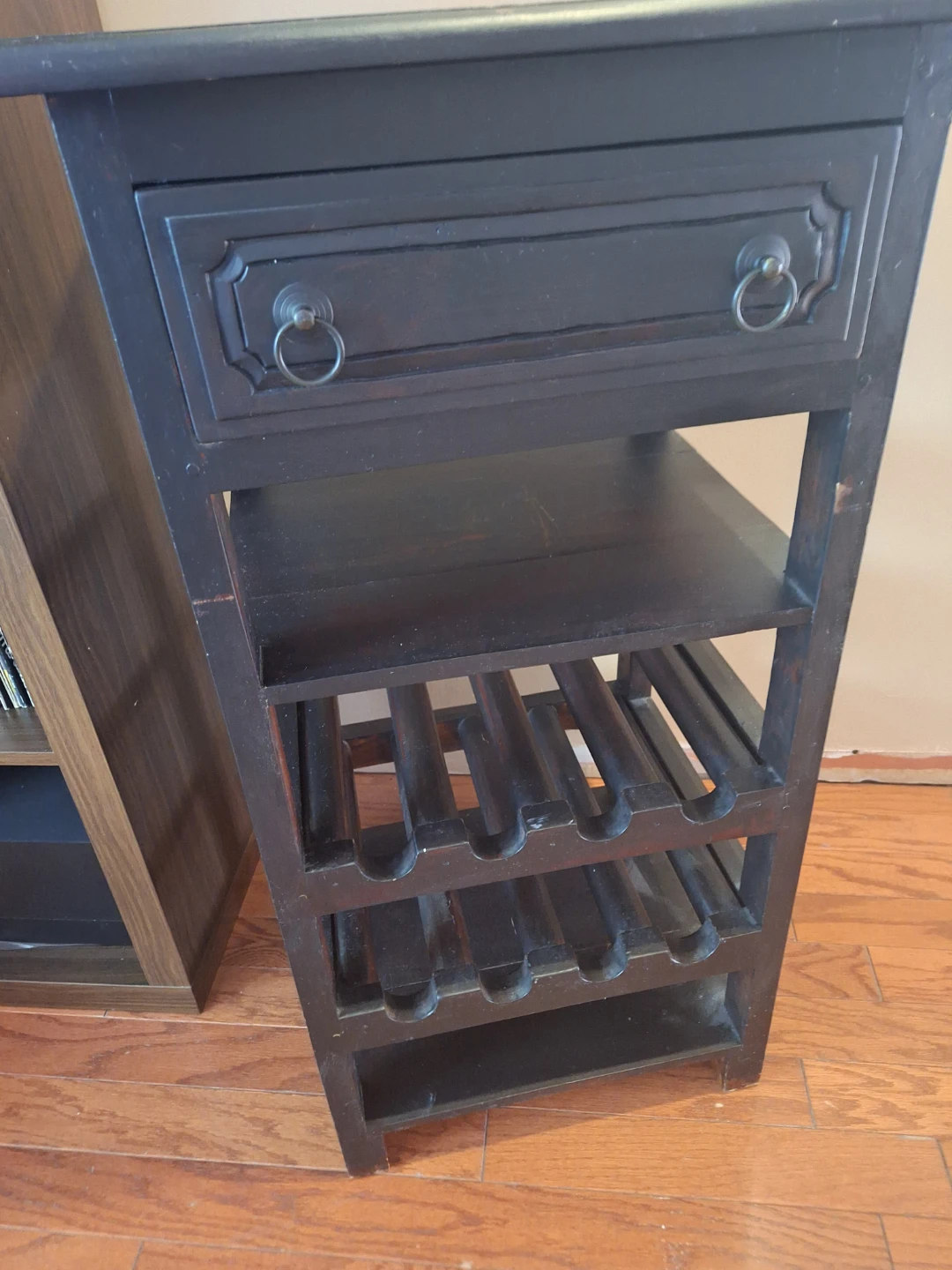 Black Wine Rack with Drawer