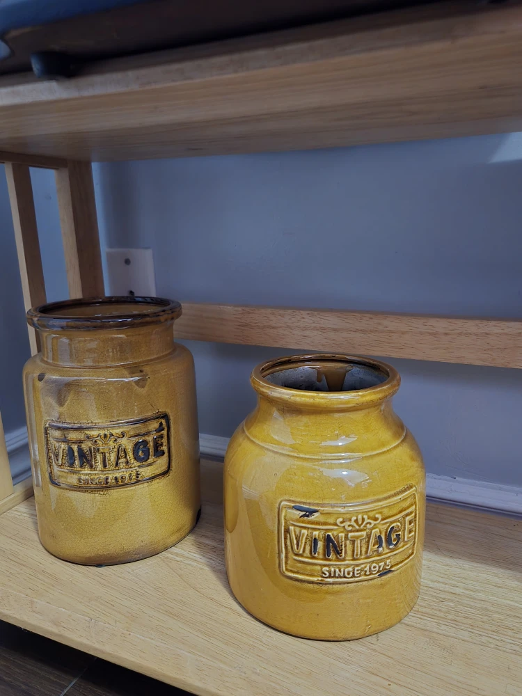 Set of 2 Vintage Style Ceramic Jars