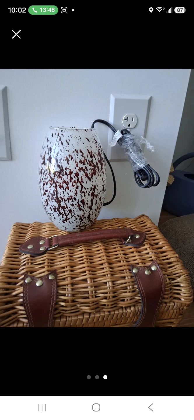 White and Brown Splatter Glass Vase
