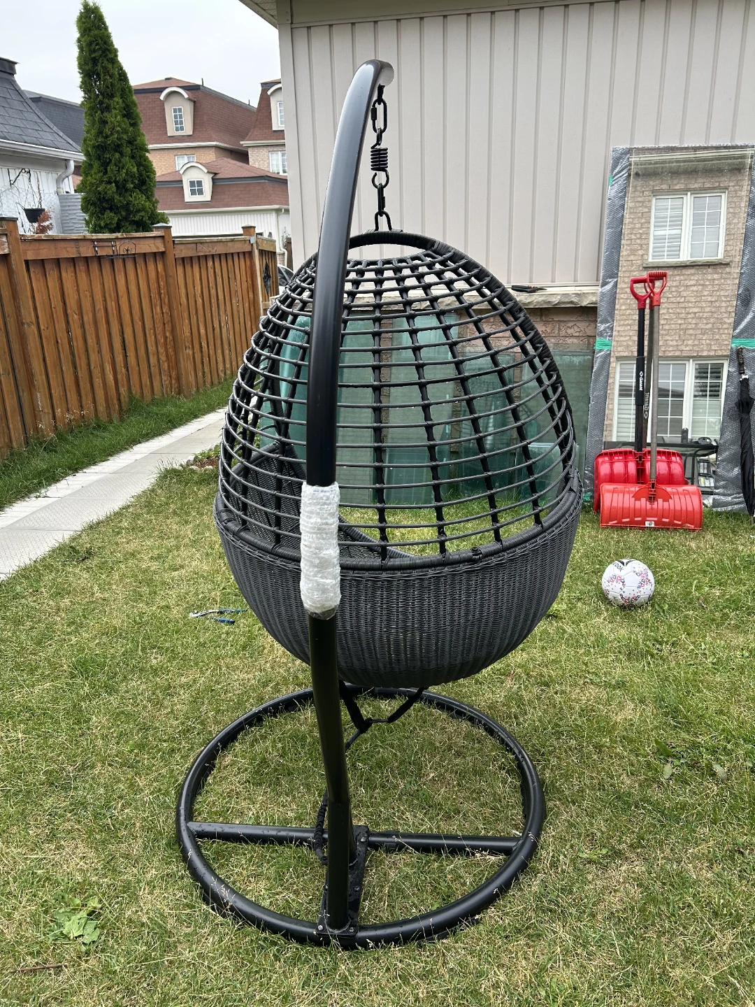 Wicker Hanging Egg Chair with Stand - photo 5