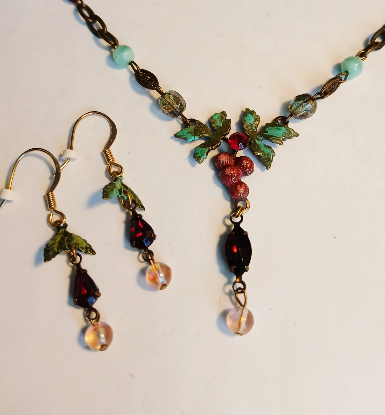 Grape & Leaf Necklace and Earring Set - photo 3