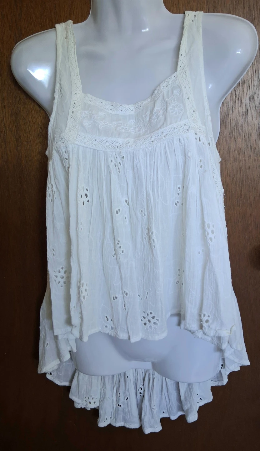 Patrons of Peace White Eyelet Lace Tank Top XS - photo 3