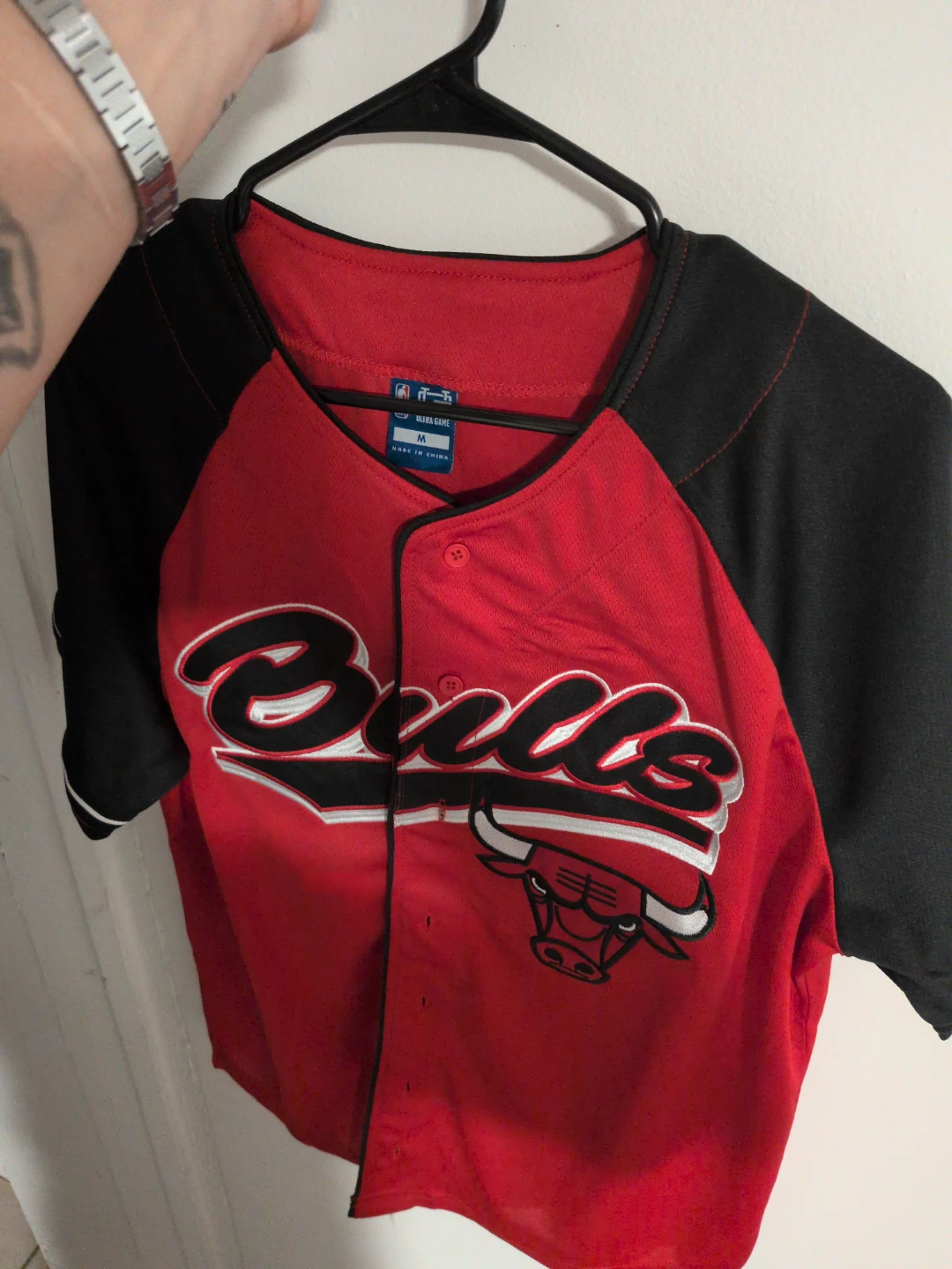 Chicago Bulls Red Baseball jersey