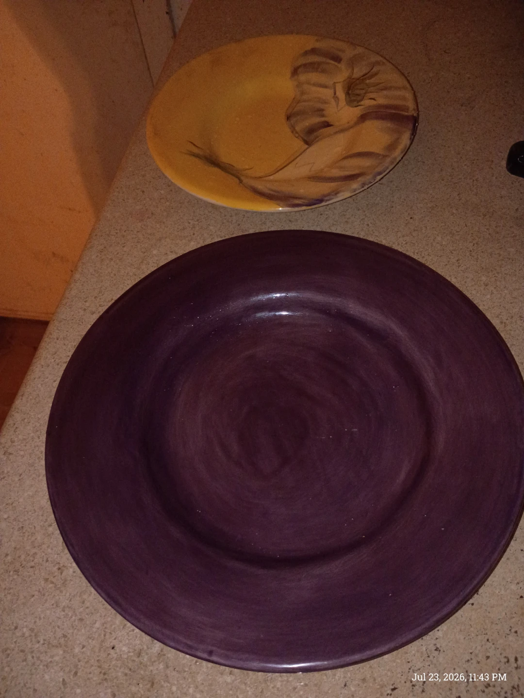 Purple & Yellow Plate with Cat Design - photo 4