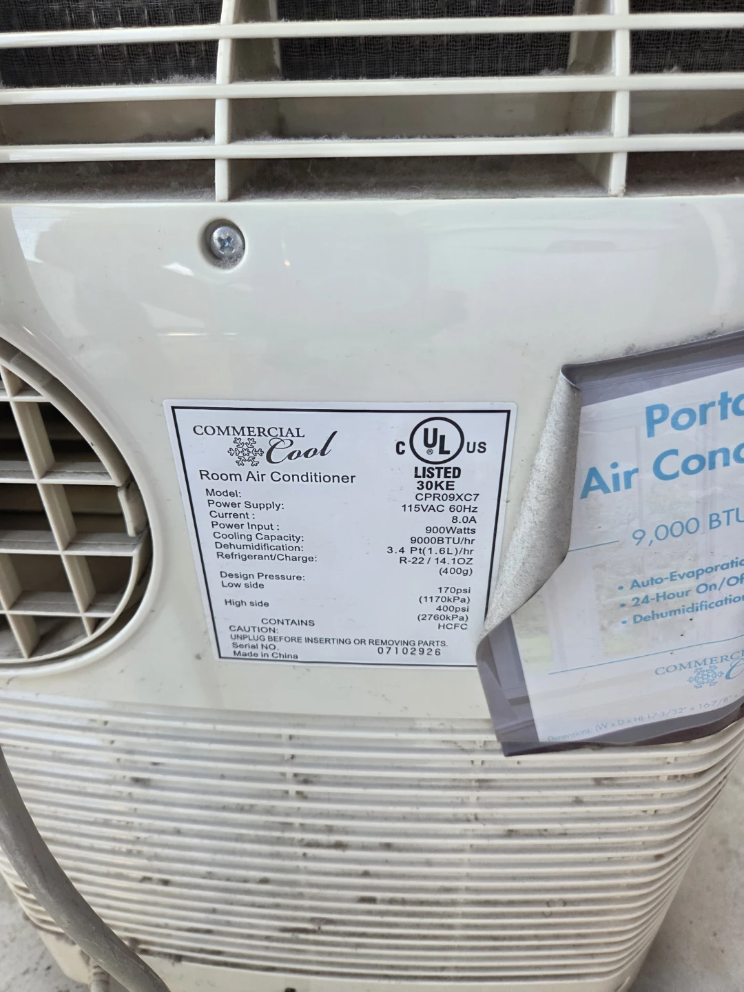 Commercial Cool 9,000 BTU Portable Air Conditioner - photo 5