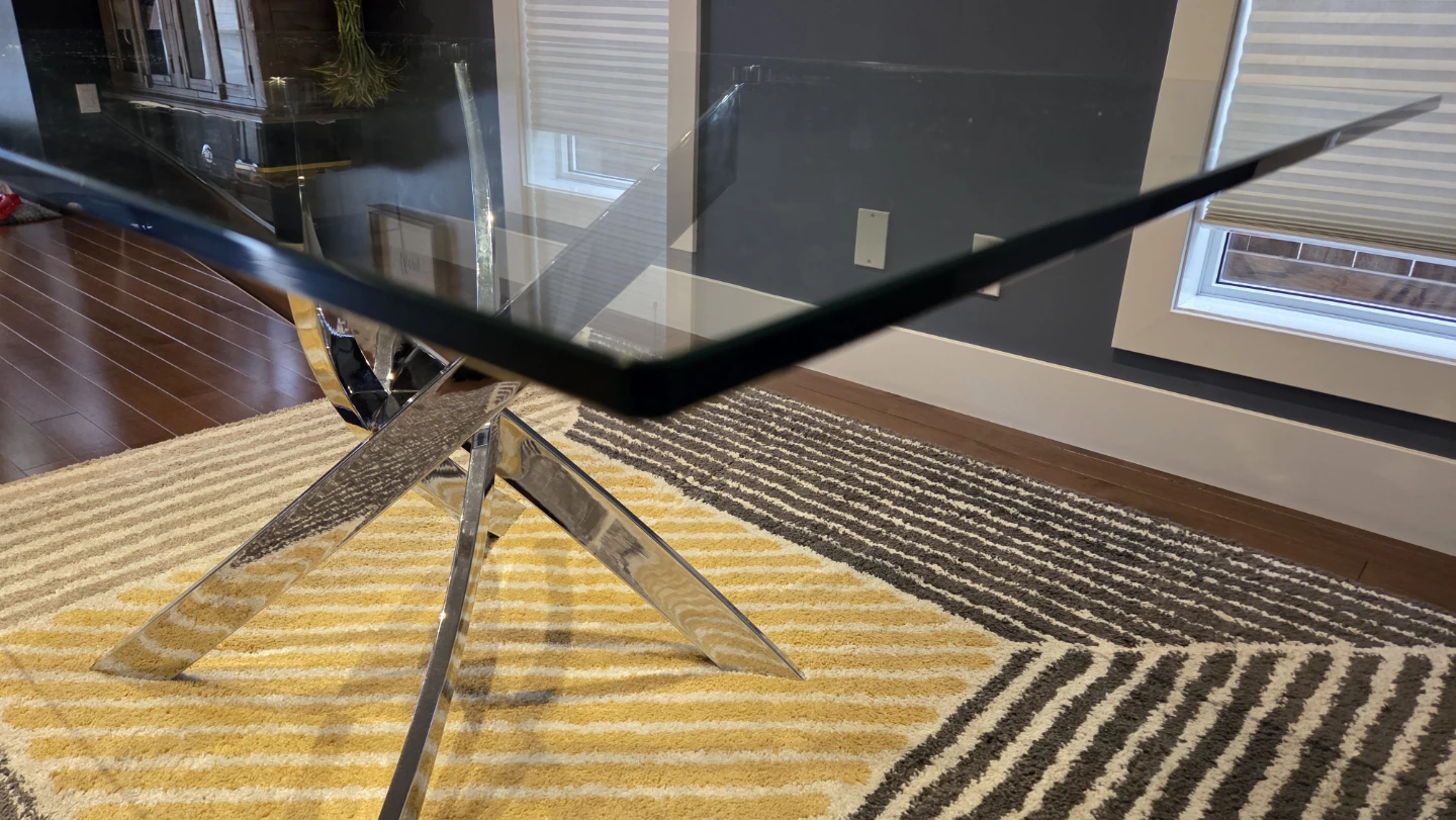 Glass Dining Table with Chrome Base