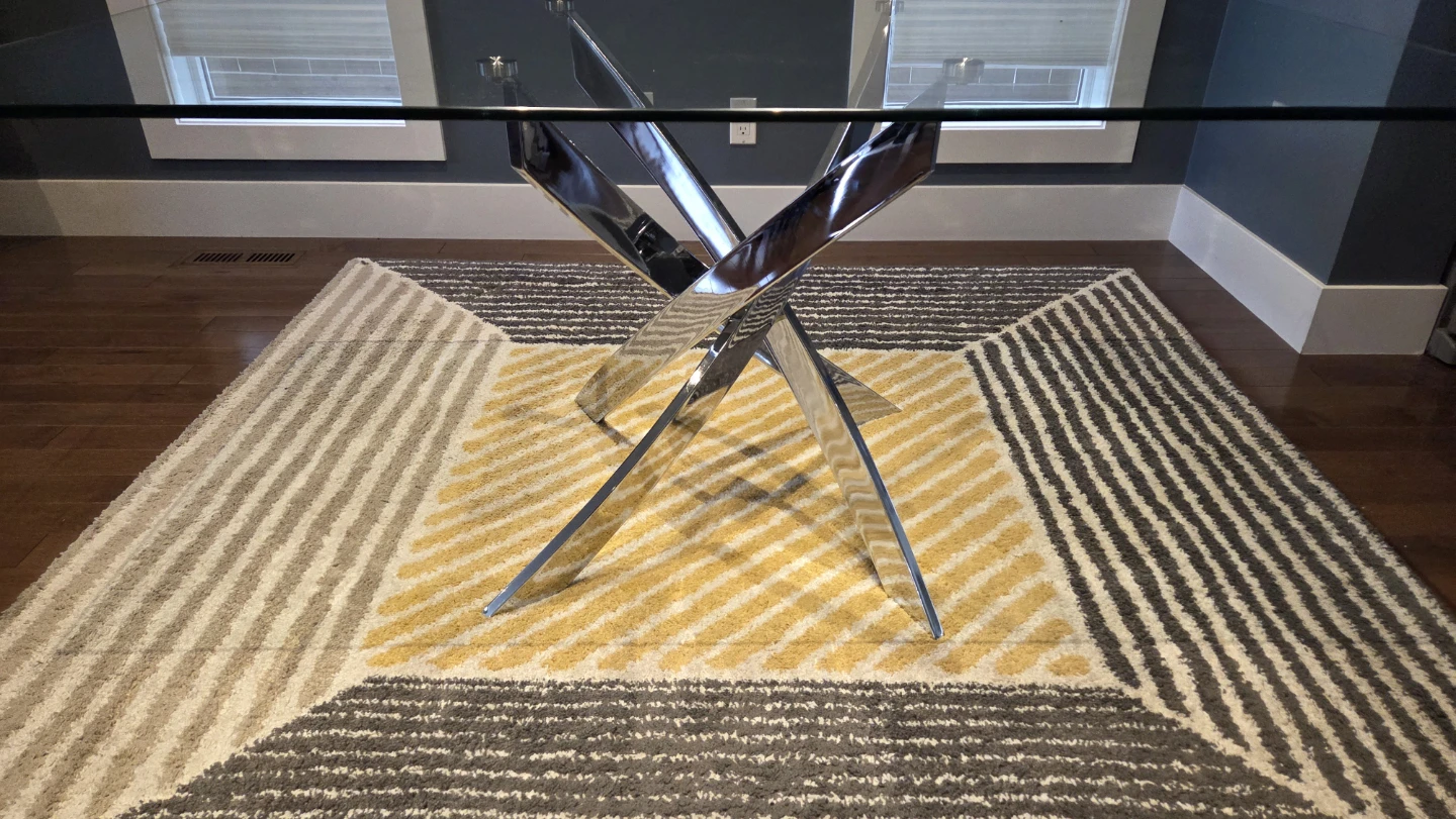 Glass Dining Table with Chrome Base - photo 3