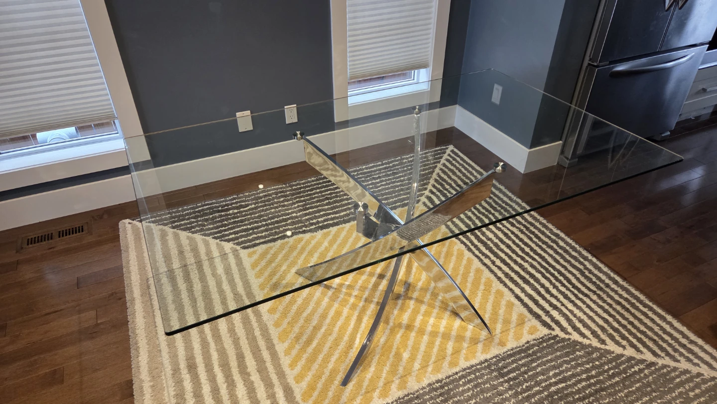 Glass Dining Table with Chrome Base - photo 4