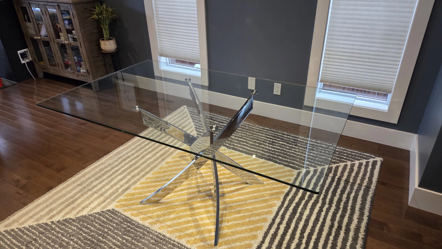 Glass Dining Table with Chrome Base - photo 5