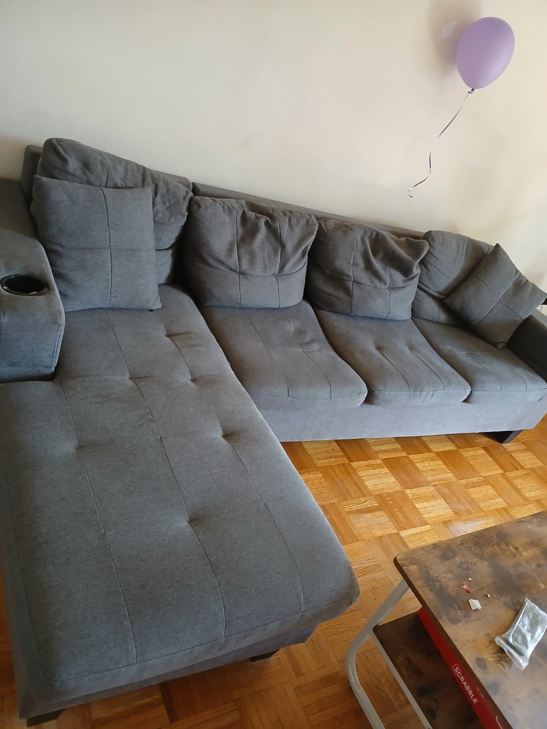 Grey Sectional Sofa with Cupholders - photo 2